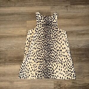 Emerson Fry Linen Mod Dress Leopard Print Sleeveless Mini Shift USA XXS